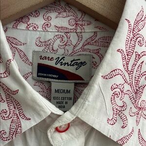 Rare Vintage White and Pink Patterned Button Down Shirt 100% cotton